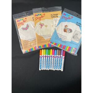 Three Vintage Dizzle Pre shaded Fashion Transfers and fabric markers